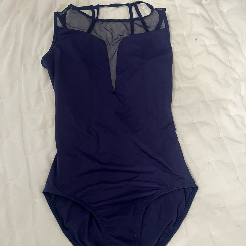 Navy Blue Mesh Leotard